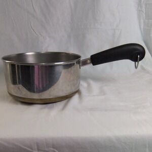 Revere Ware 2 qt Stainless‎ Steel Saucepan Copper Bottom Single Black Handle